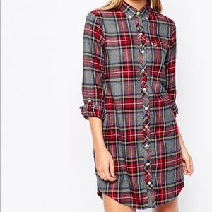 Fred Perry plaid boyfriend shirt dress